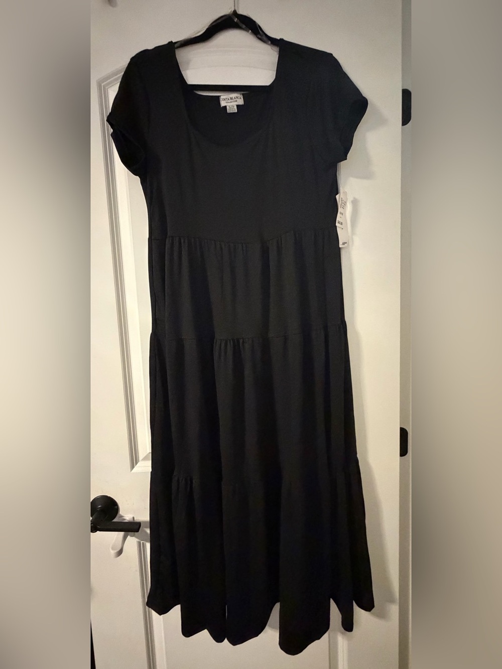 COSTA BLANCA Short Sleeve Tiered Day Dress Black XL NWT